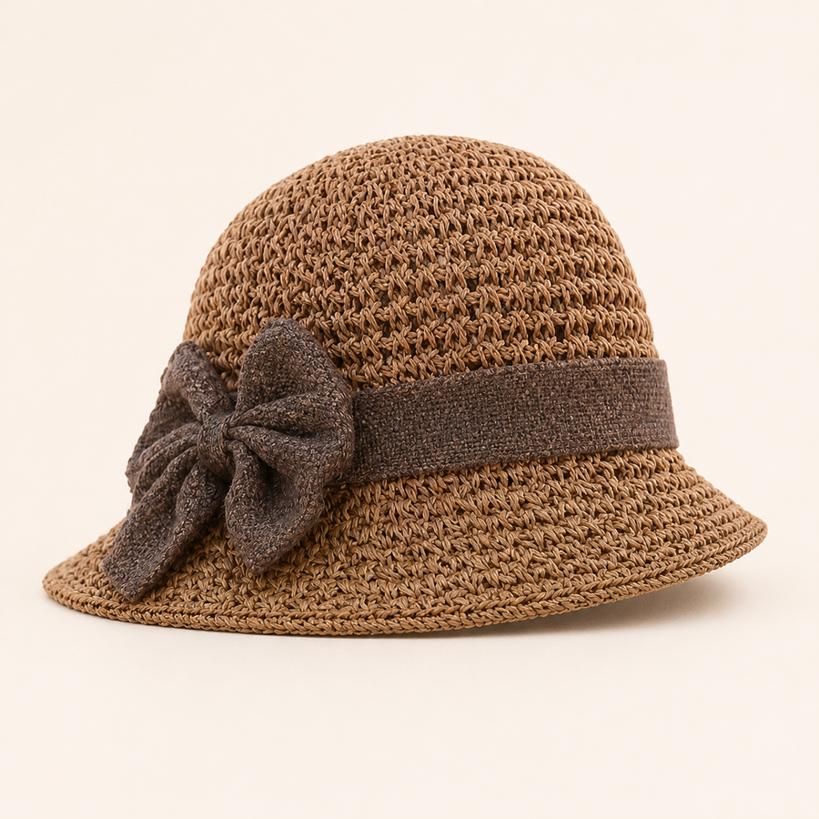 Bow woven cloche from the side
