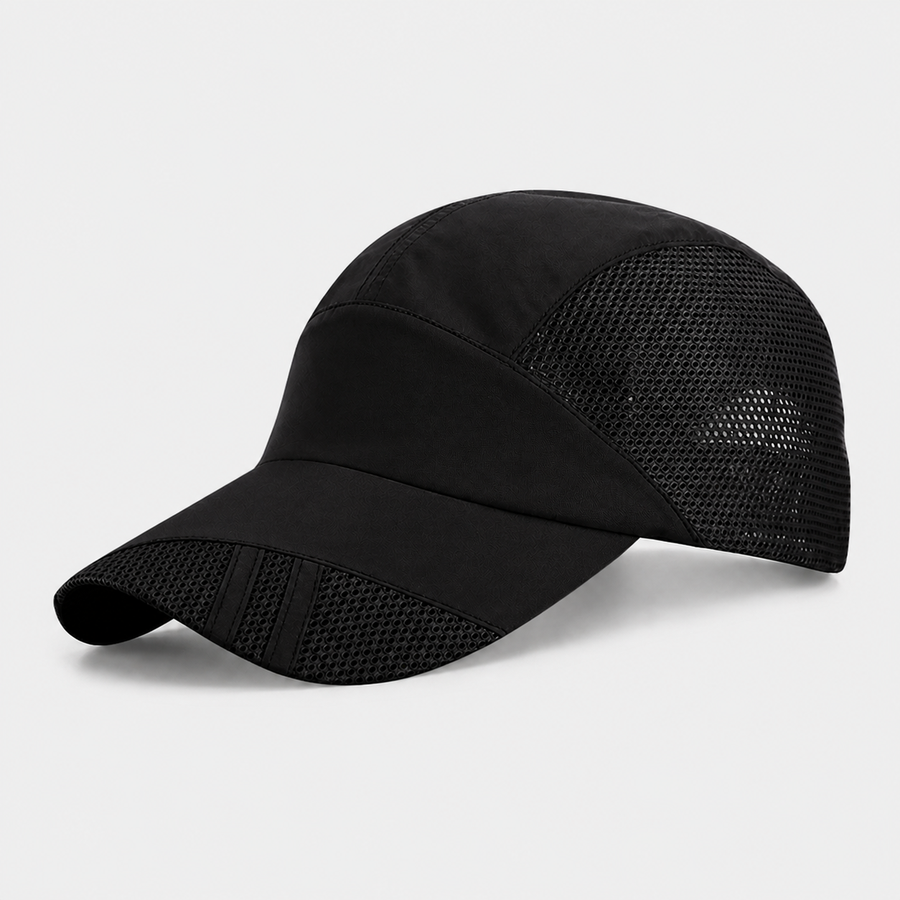 Black breathable mesh baseball cap
