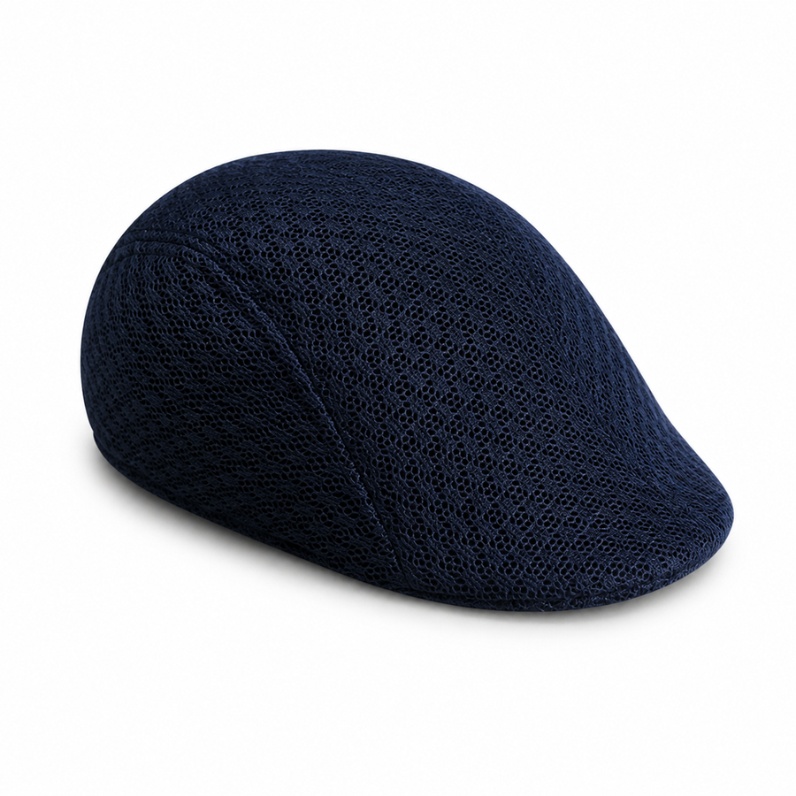 Navy blue full mesh flat cap