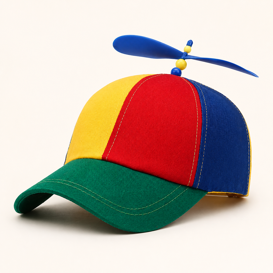Rainbow colorblock propeller baseball cap