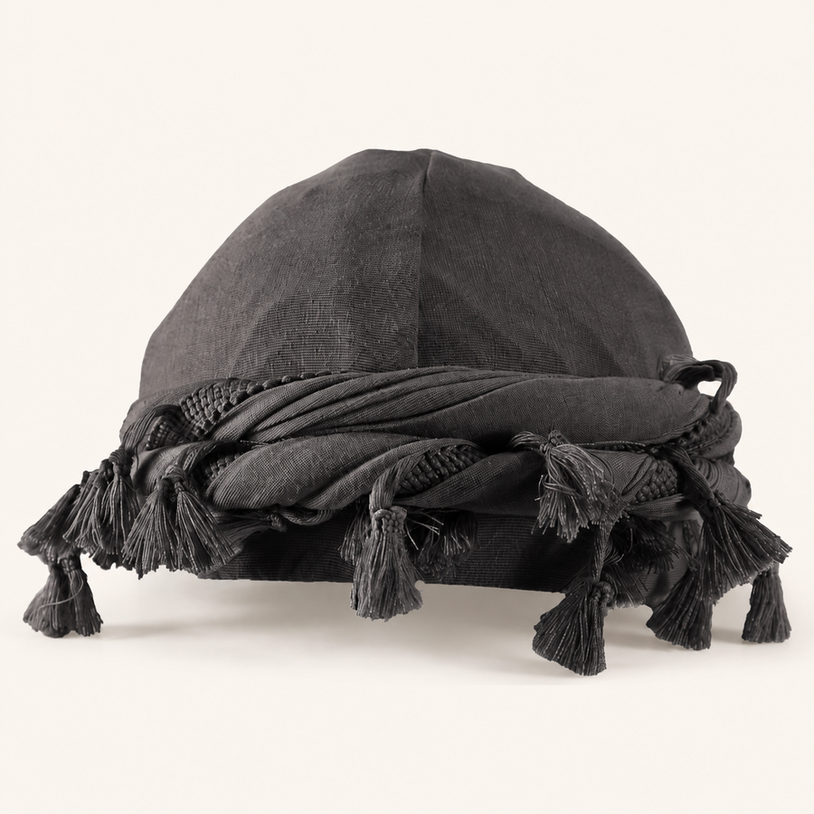 Dark gray tassel turban hat