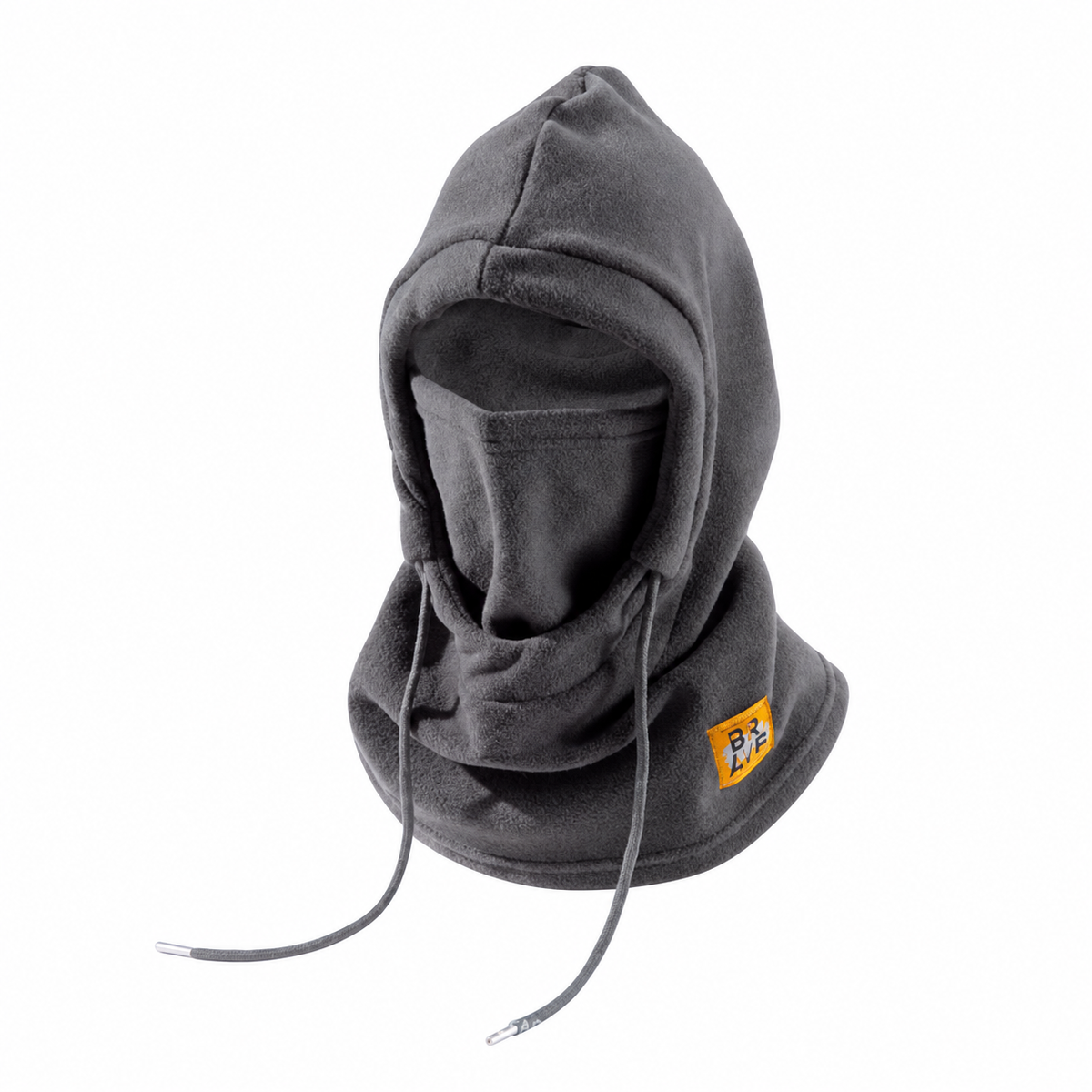 DRAWSTRING HOOD WITH FACE COVER. Grey