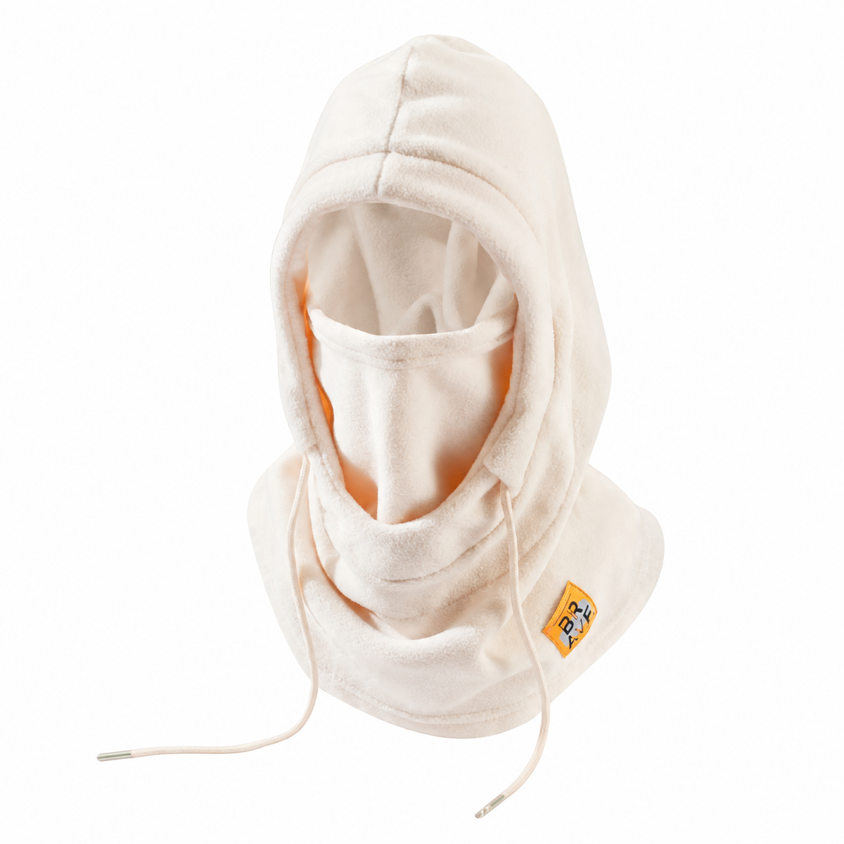 DRAWSTRING HOOD WITH FACE COVER. Off white