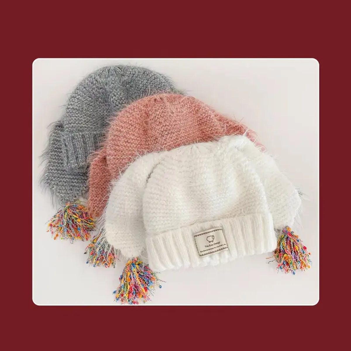 BUNNY-EAR TASSEL KNIT BEANIE. Product detail