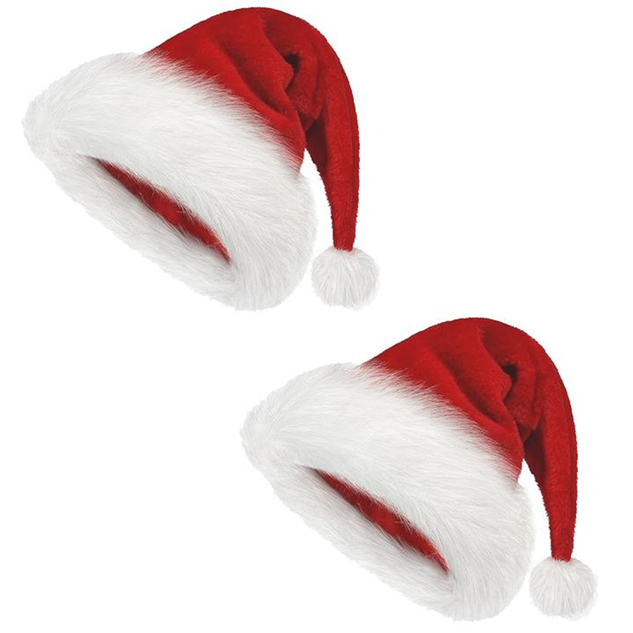 CLASSIC RED & WHITE SANTA HAT. Red/White - 2 Counts
