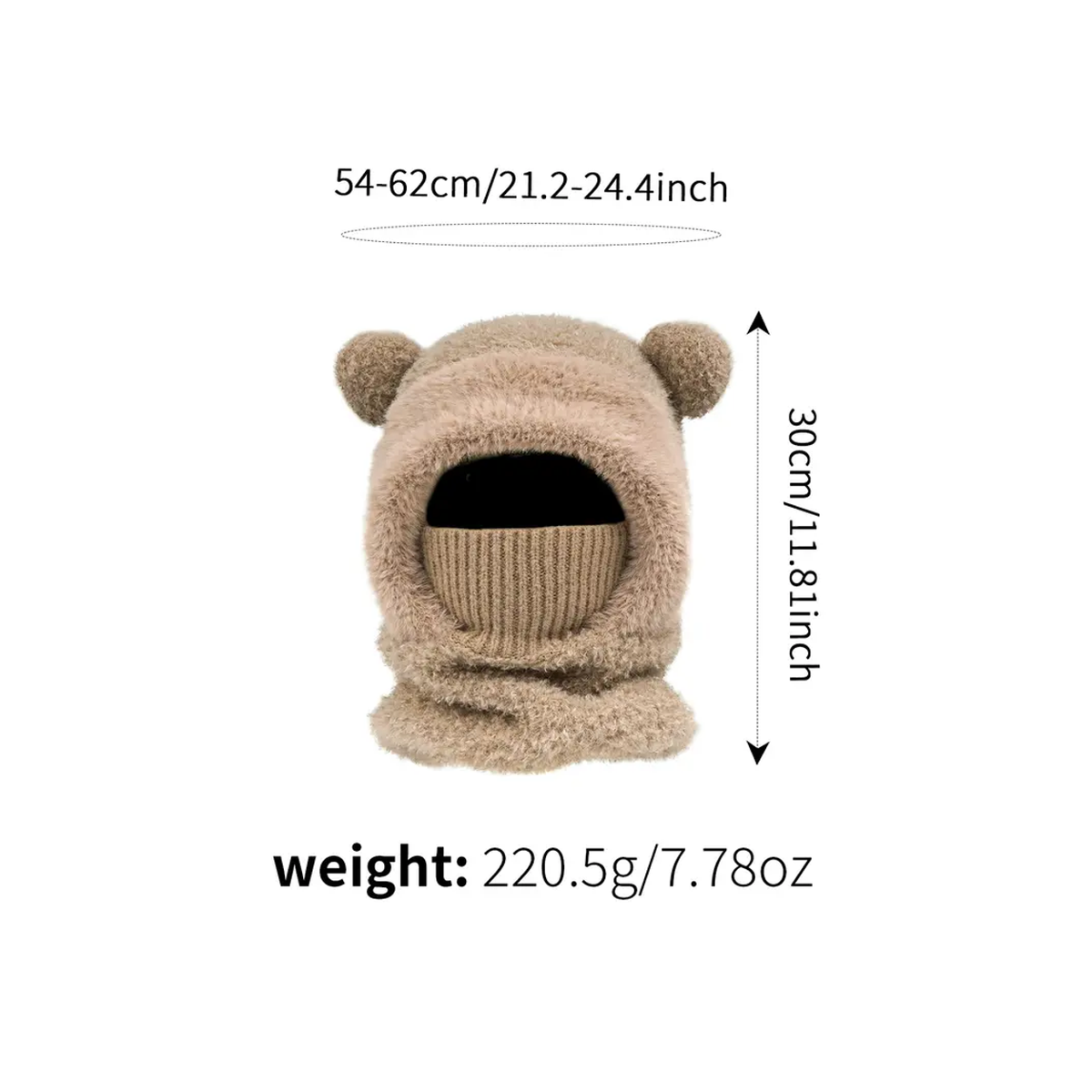 BEAR-EAR HOOD WITH KNIT FACE COVER. Product detail