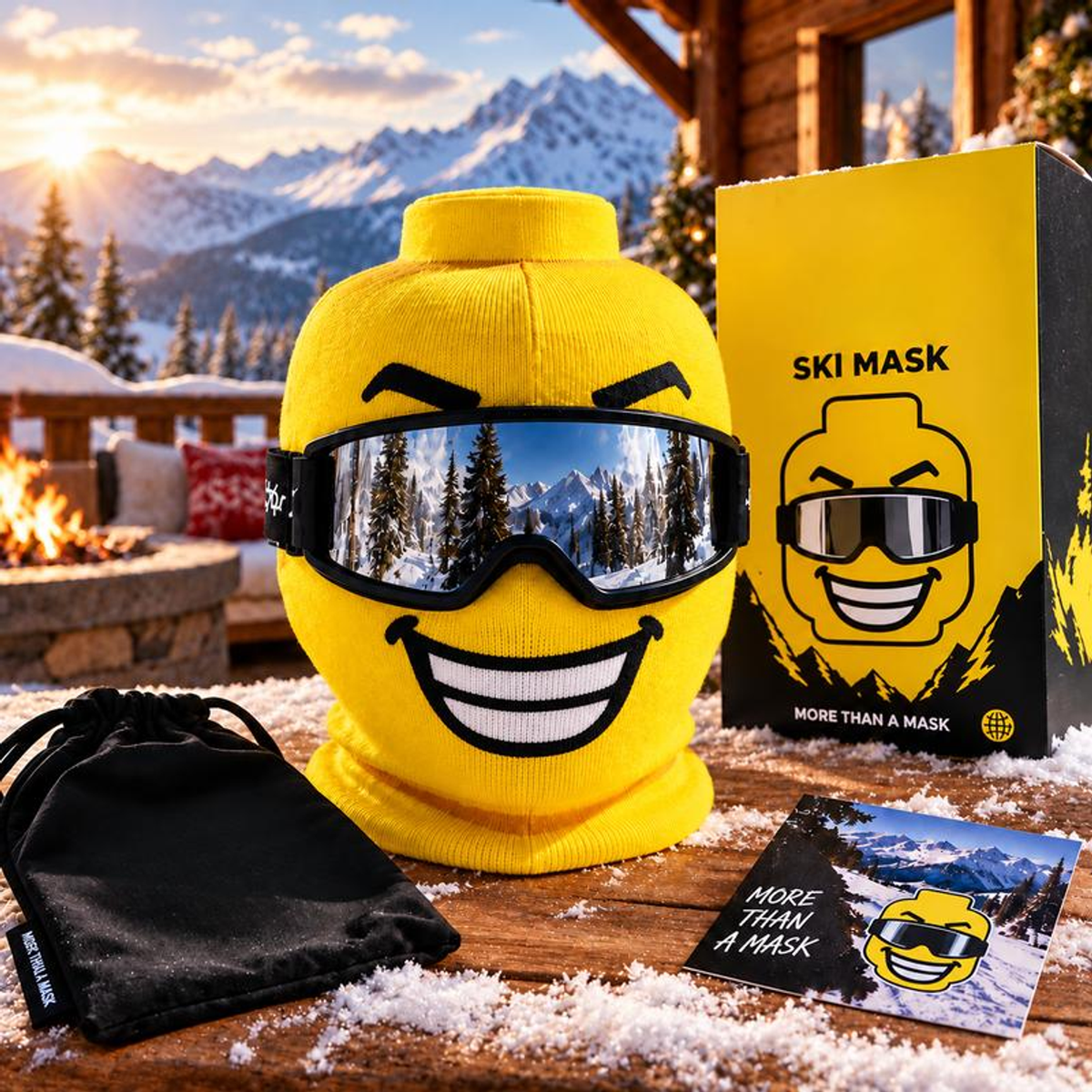 YELLOW BLOCK-HEAD KNIT MASK — MASK ONLY. 3