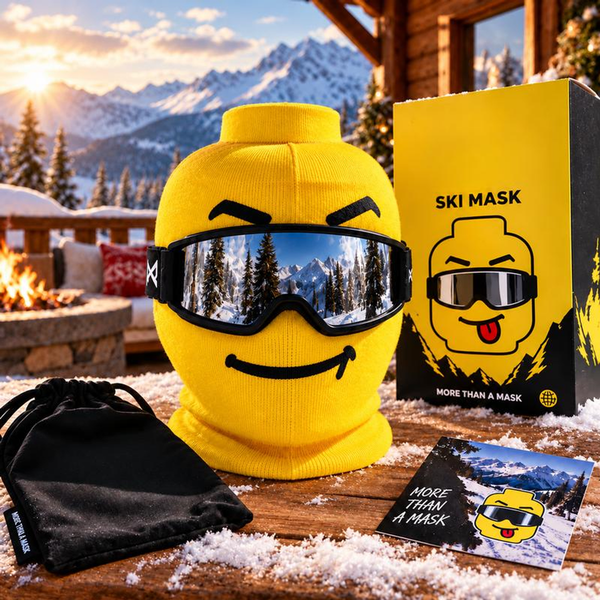 YELLOW BLOCK-HEAD KNIT MASK — MASK ONLY. 4