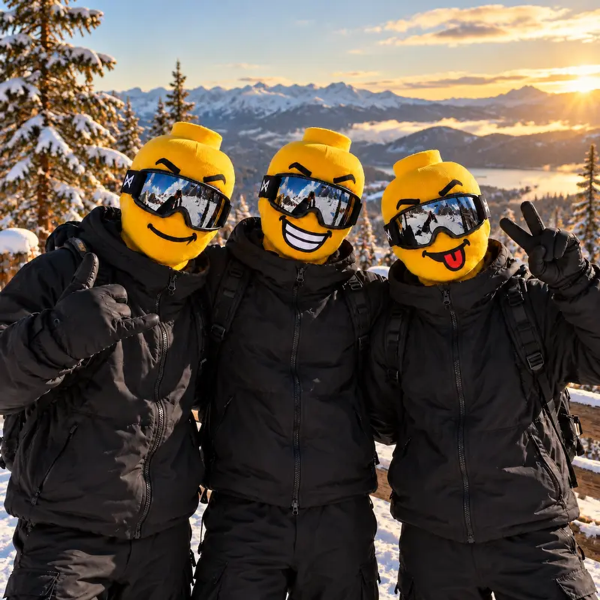YELLOW BLOCK-HEAD KNIT MASK — MASK ONLY. Product detail