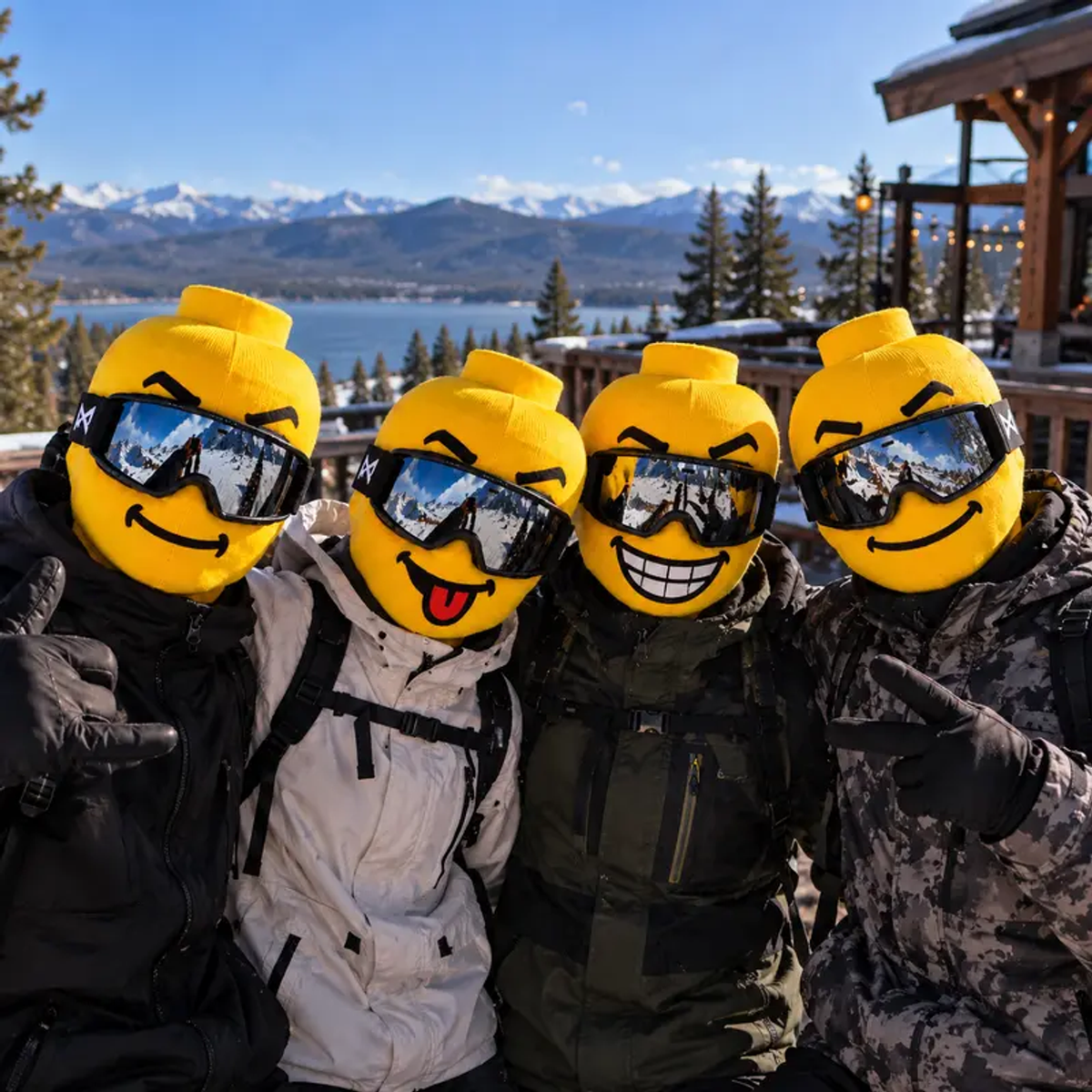 YELLOW BLOCK-HEAD KNIT MASK — MASK ONLY. Product detail