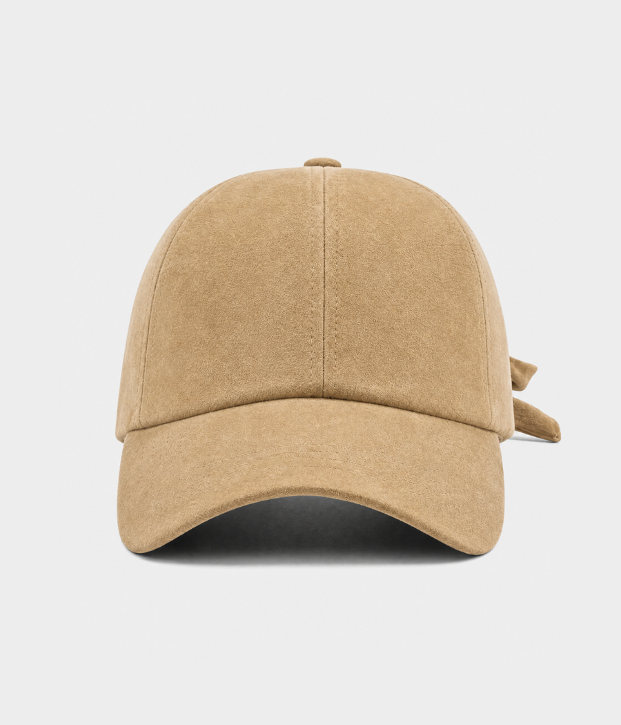 SUEDE BOW CAP.