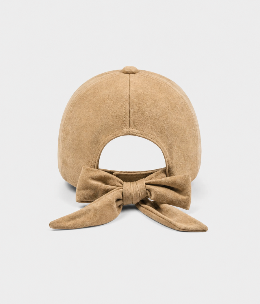 SUEDE BOW CAP.