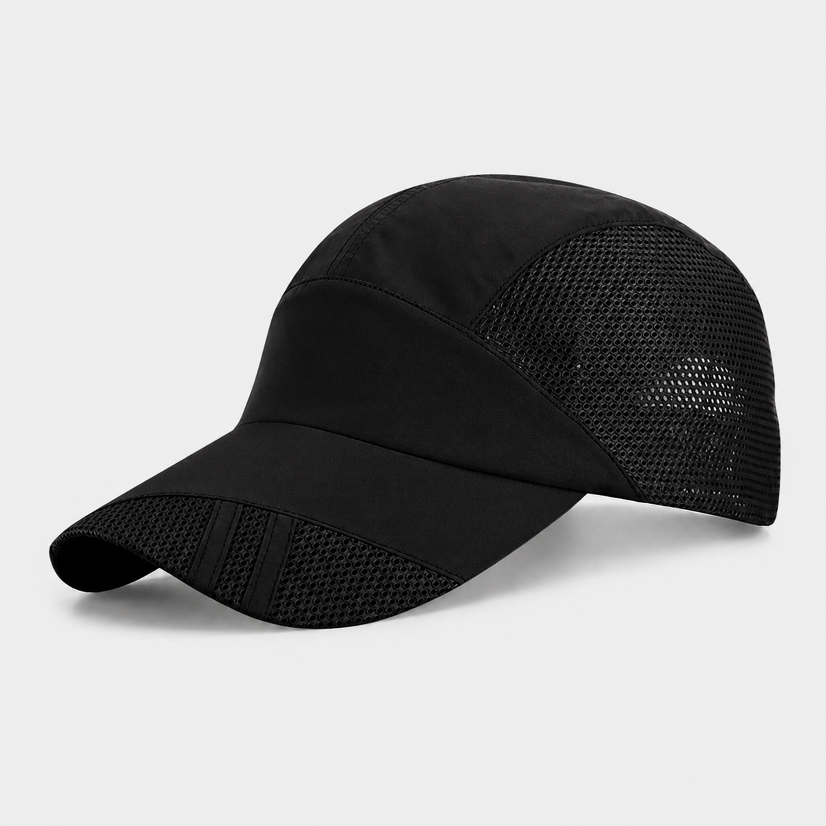 Black breathable mesh baseball cap