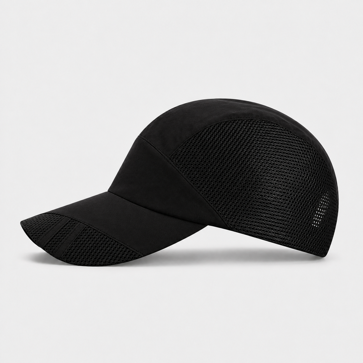 Black breathable mesh cap shown from the side