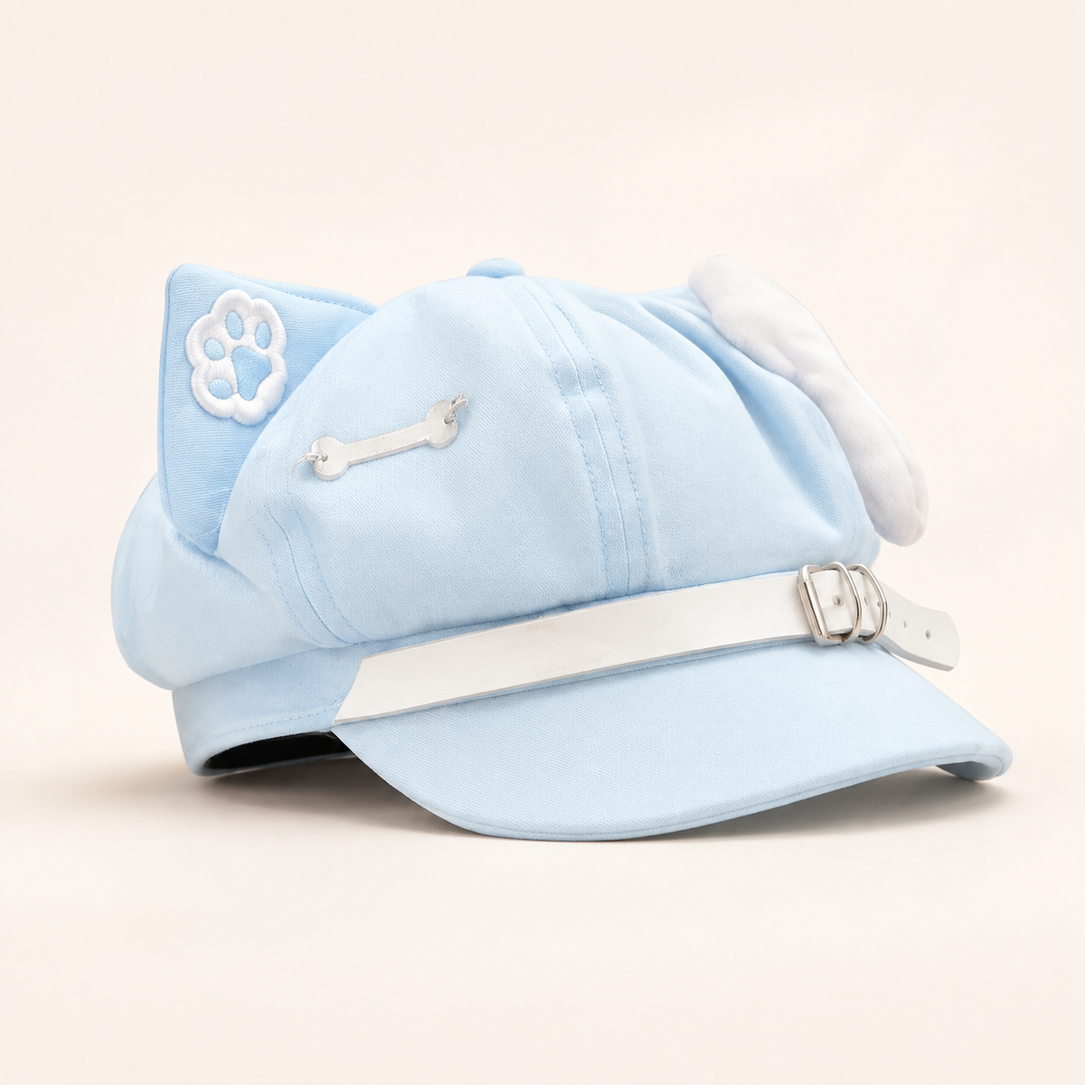 Side view of light-blue cat-ear baseball cap