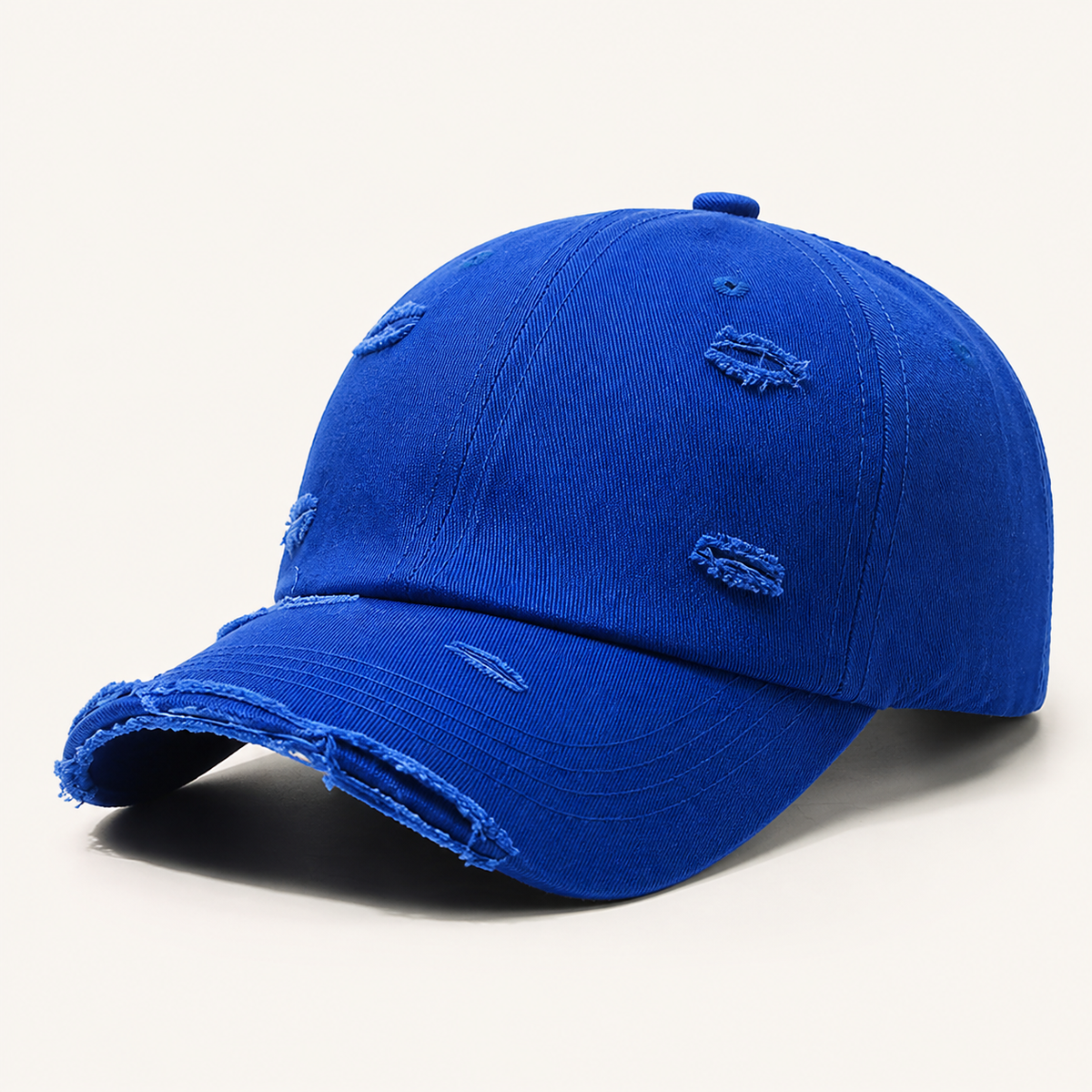 Royal blue distressed cotton baseball cap