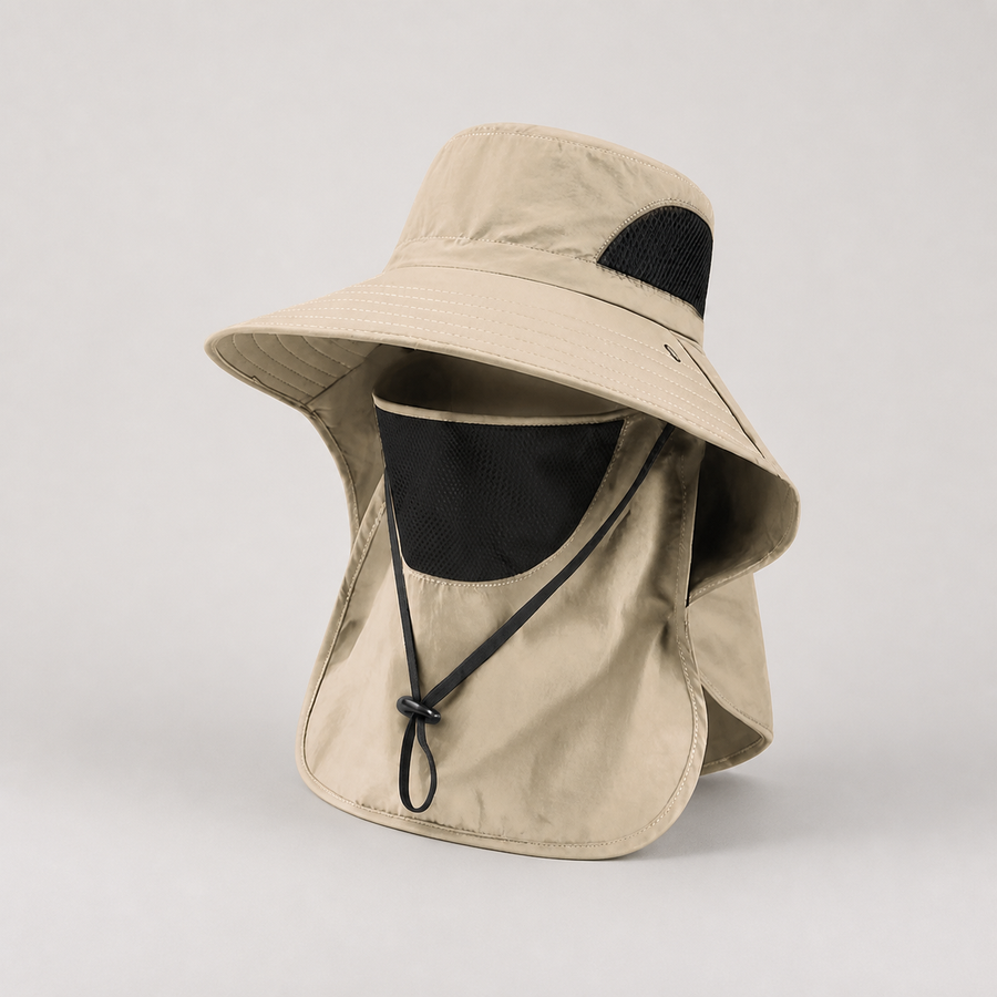 Beige face cover safari hat