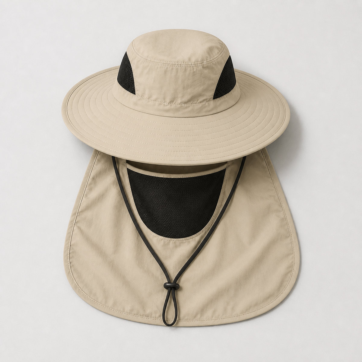 Face cover safari hat arranged flat