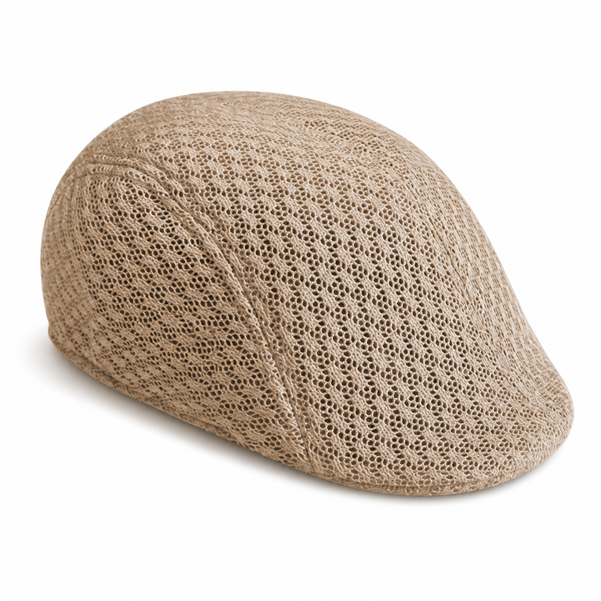 Beige full mesh flat cap