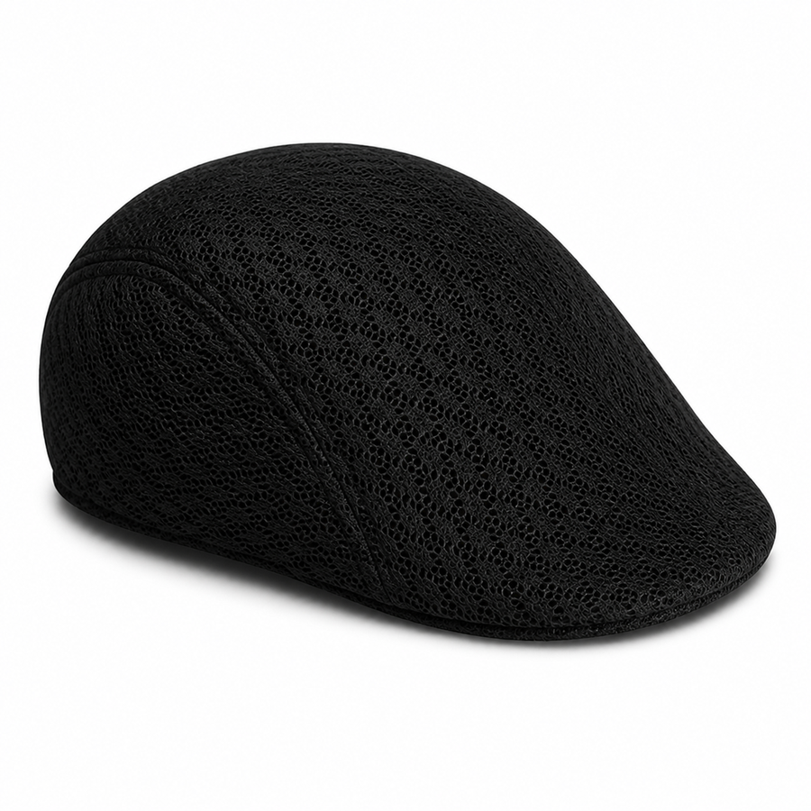 Black full mesh flat cap
