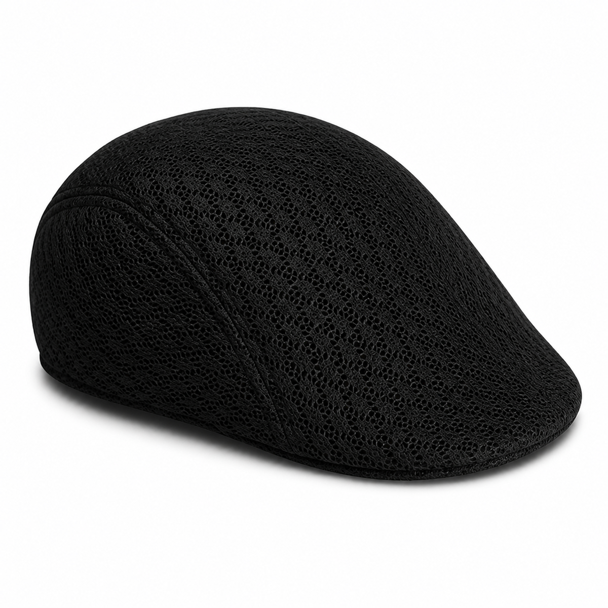 Black full mesh flat cap