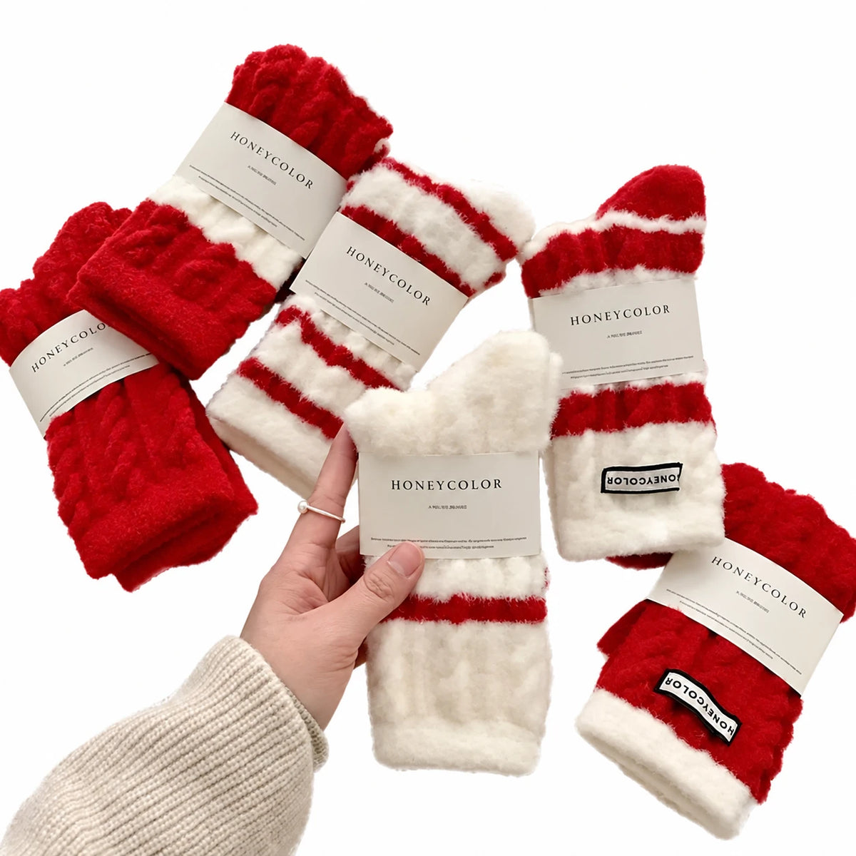 FESTIVE MIXED-KNIT SOCK SET — 5 PAIRS — product view 2