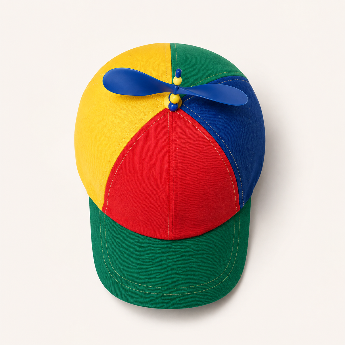 Top view of rainbow propeller cap