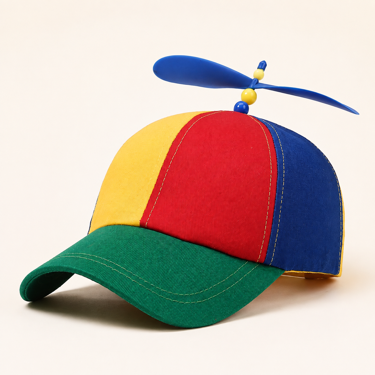 Side view of rainbow propeller cap