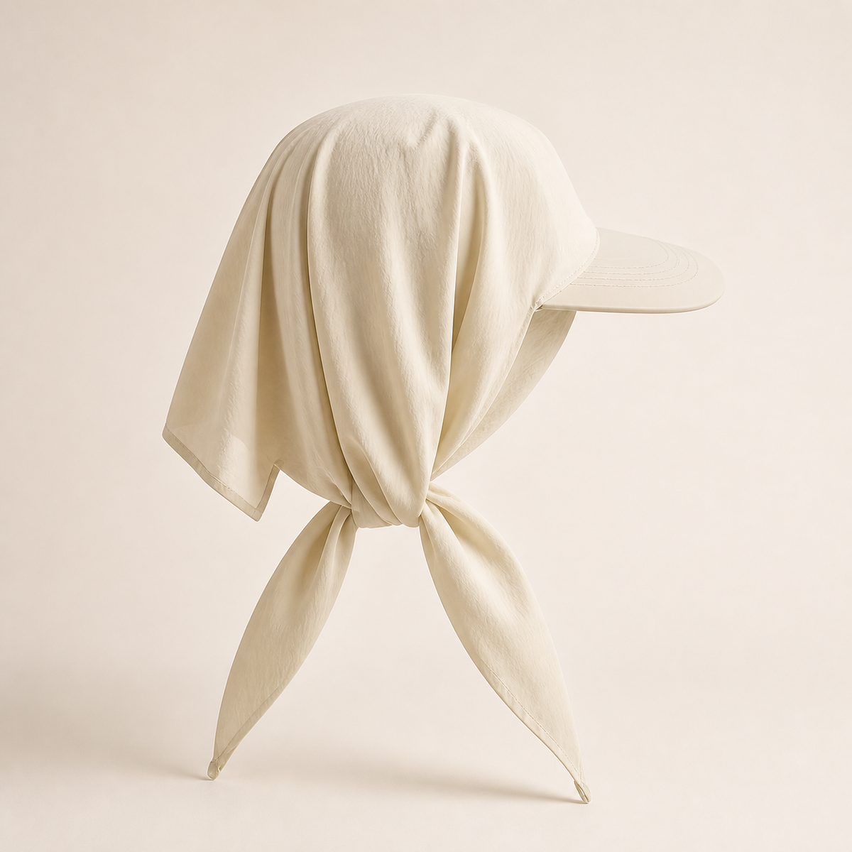 Rear view of the draped scarf cap