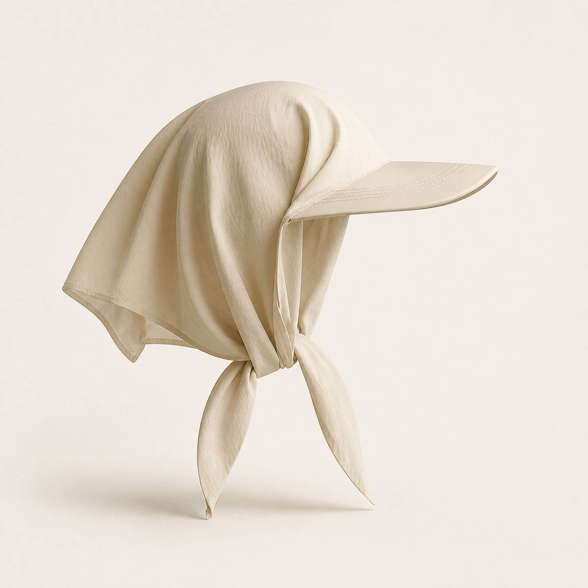 Ivory scarf baseball cap from the side
