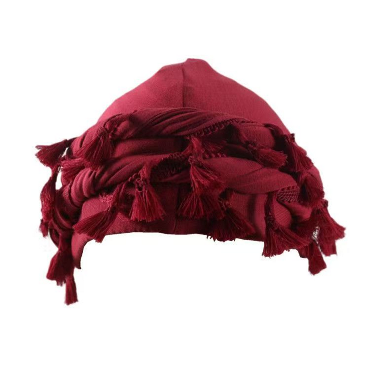 Burgundy tassel turban hat - corrected product color