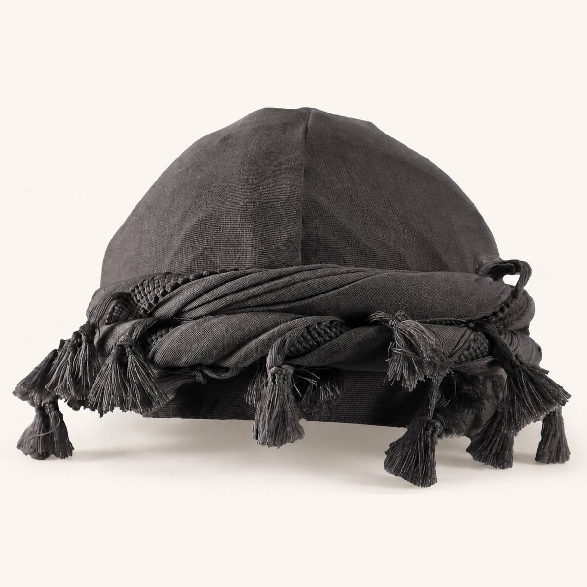 Dark gray tassel turban hat