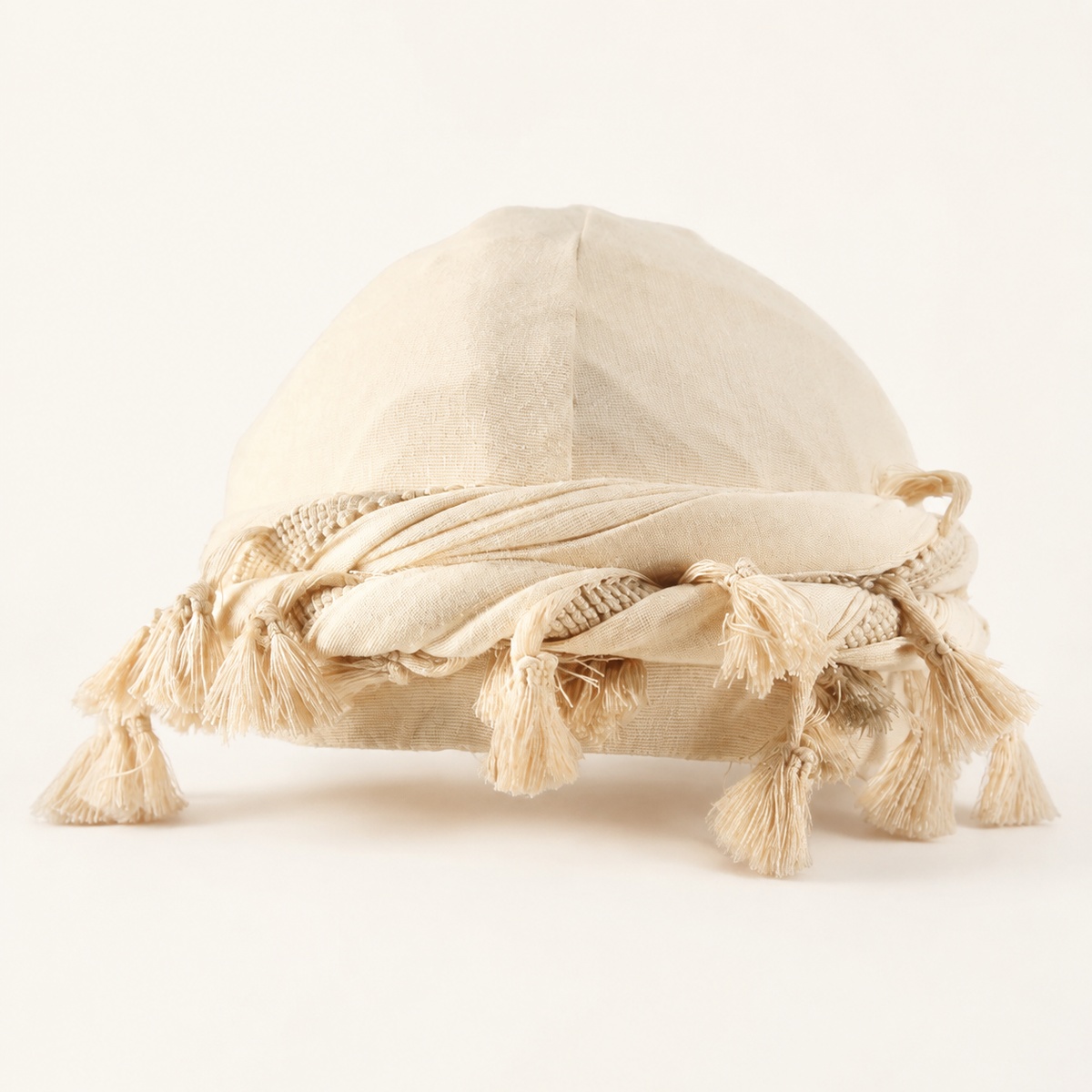Off-white tassel turban hat