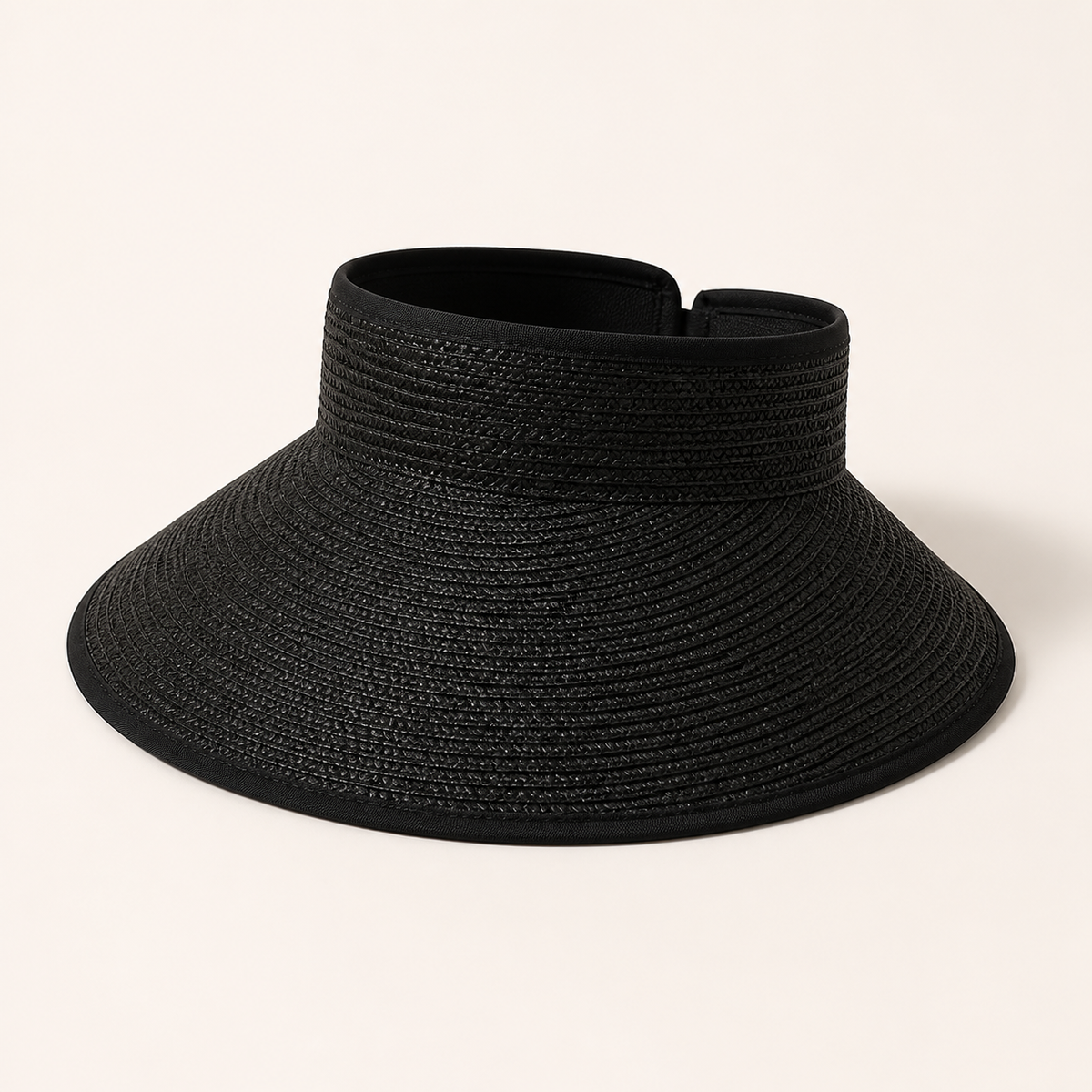 Black wide-brim open-top visor