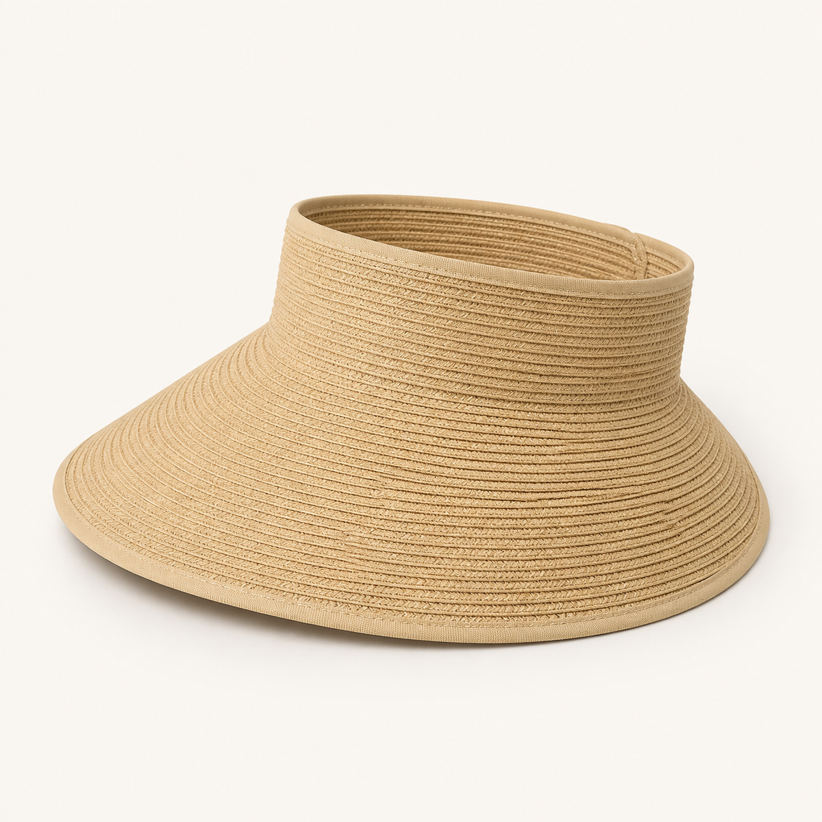 Khaki wide-brim open-top visor