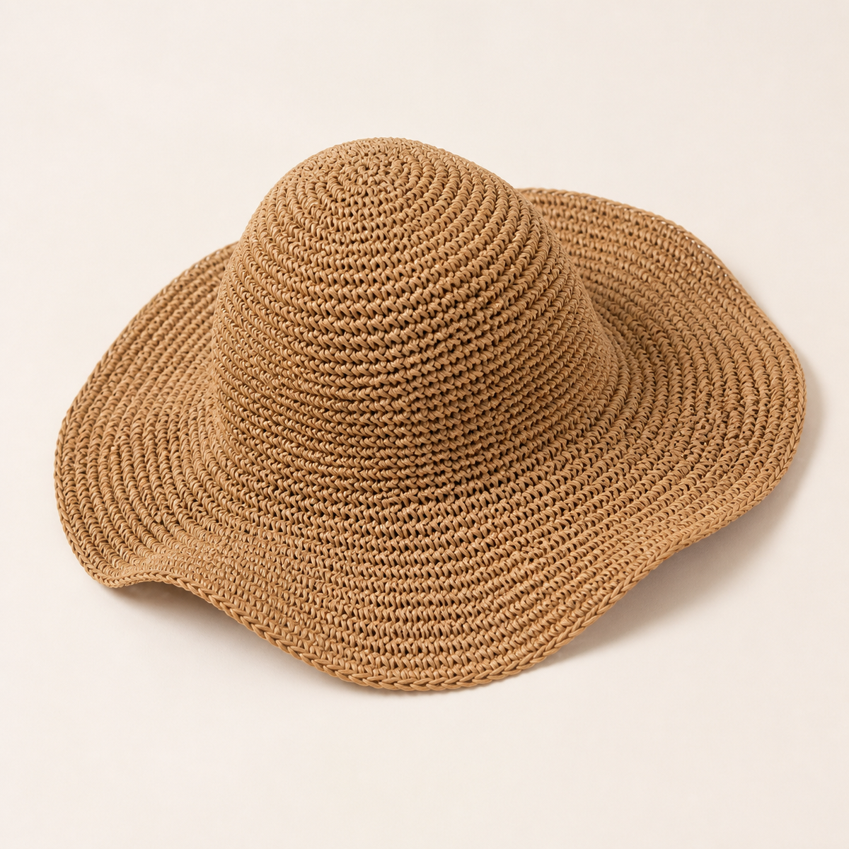 Top view of the woven floppy hat