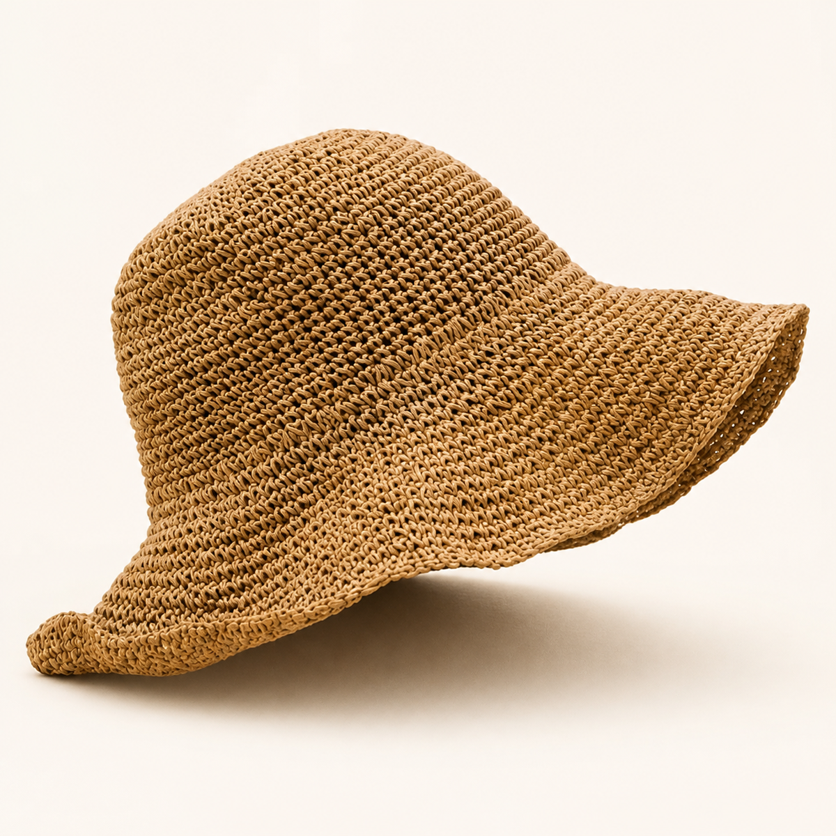 Woven floppy hat from the side