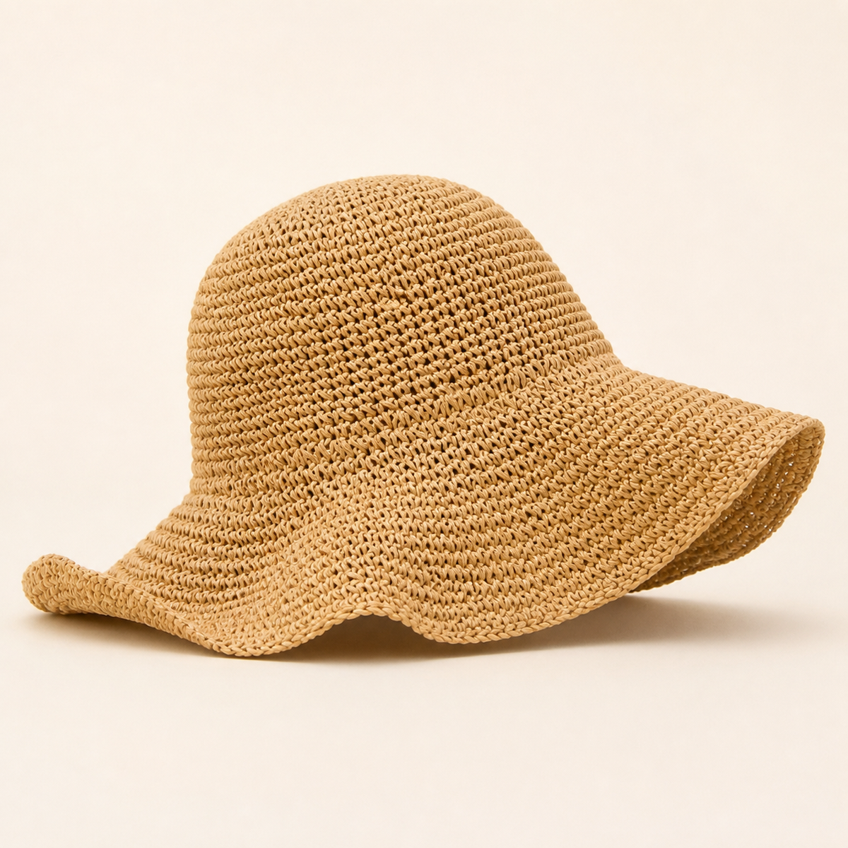 Yellow woven floppy hat
